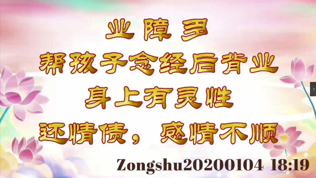 业障多；帮孩子念经后背业；身上有灵性；还情债，感情不顺 zongshu20200104