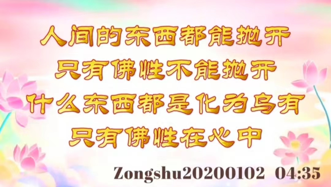 人间的东西都能抛开，只有佛性不能抛开；什么东西都是化为乌有，只有佛性在心中 zongs